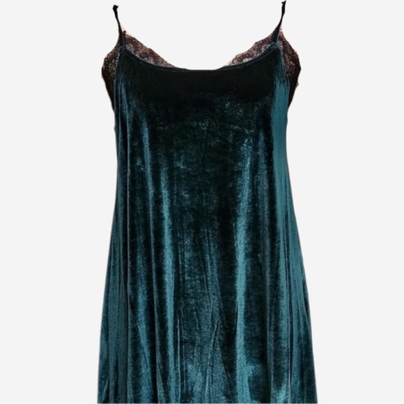 ANTHROPOLOGIE Maronie Velvet Mini Slip Party Dress in Emerald Green Size Medium - Picture 8 of 9